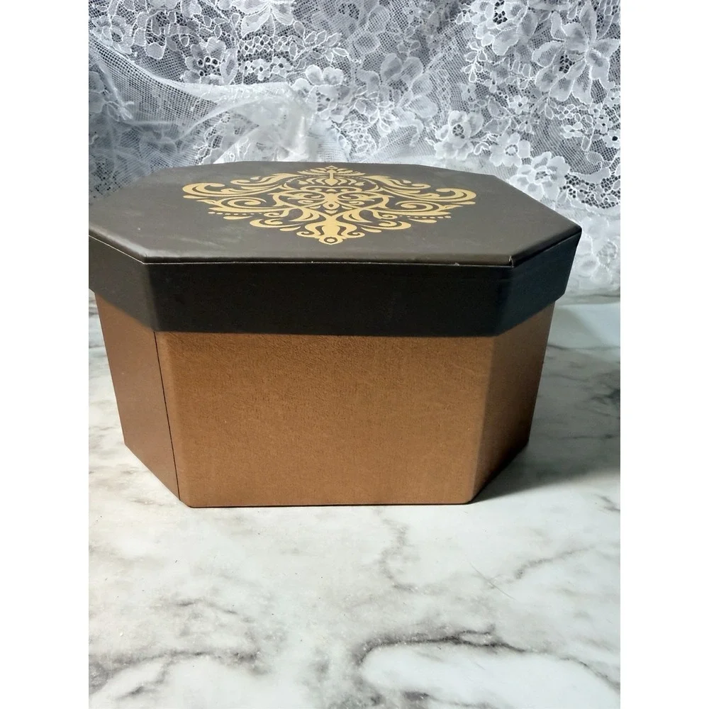 Broadway Basketeers Octagonal Nesting Boxes Set of 5 Gold Filigree Tower (P2899)